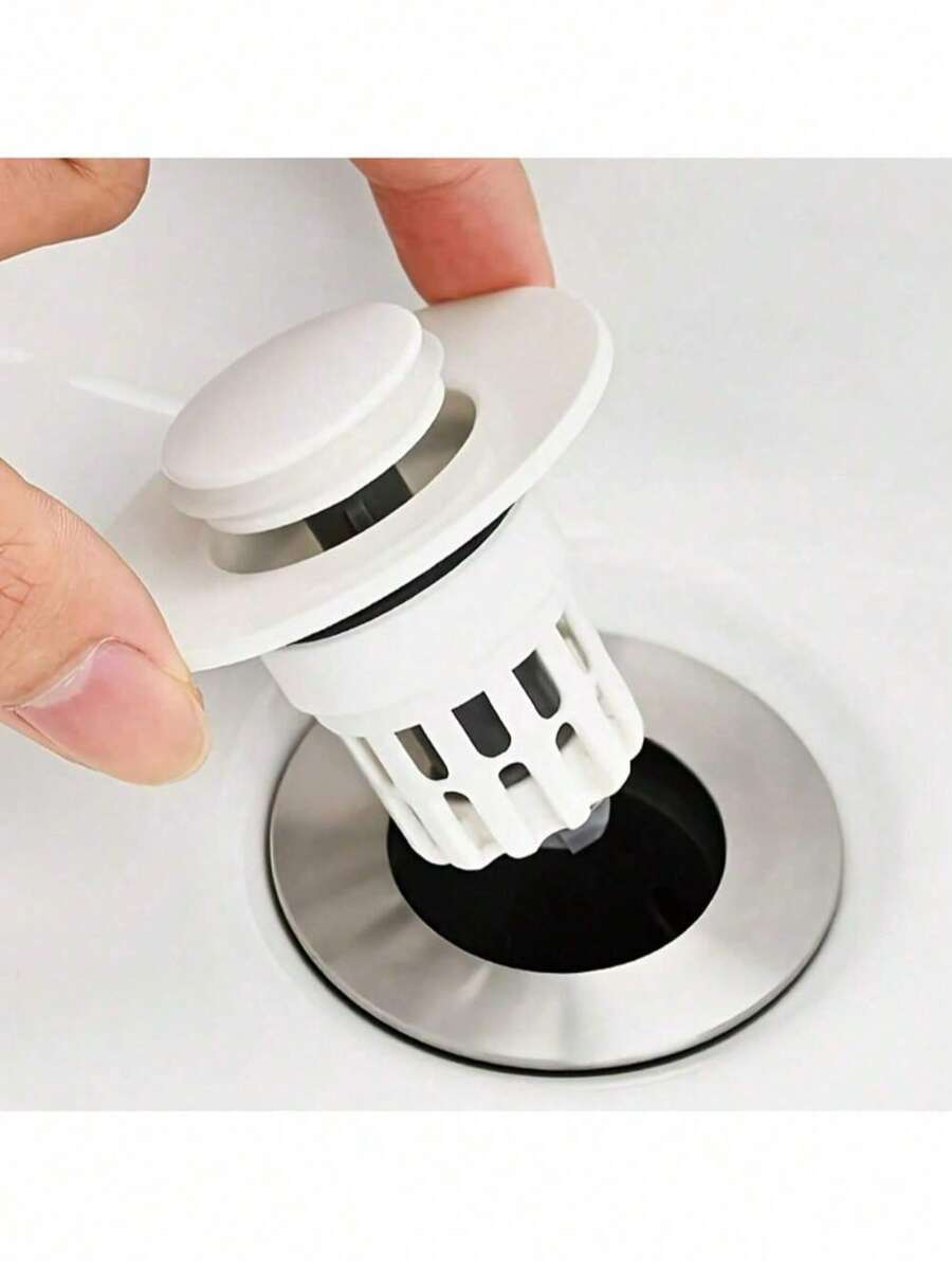 1pc Pop-Up Bathroom Sink Drain Stopper - Multifunctional Pressure Filter, Durable Plastic Material, Bathroom Sink Anti-Clogging, Essential Drainage Accessory, Sink Drain Filter, Household Hair Catcher, Restaurant Kitchen Food Debris Strainer, Bathroom Accessories & Small Tools/Bathroom Essentials, Modern Bathroom Elegant Design, Bathroom Sink Accessories