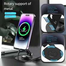 Foldable Phone Stand Adjustable Rotating Desktop Holder For Office Home Compact Portable Design Stable Structure Compatible All Smartphones Tablets - Grey - View 10