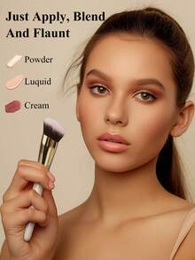 2支装斜角轮廓化妆刷套装，包含腮红刷、粉底刷、散粉刷，适合初学者使用的化妆工具，赠品 - 彩色 - 查看 3