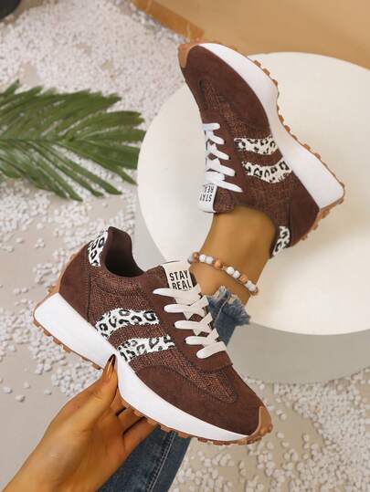 Zapatillas de deporte de moda casuales, zapatillas gruesas y robustas, diseño de patrón a rayas, zapatos de monopatín con estilo, adecuados para uso diario al aire libre, estampado animal, casual, de tela con cordones, forro térmico, parches de malla, interior/exterior, gimnasio, oficina, fiesta, vacaciones, escuela, todas las estaciones