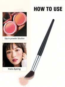 1pc Soft & Fine Bristle Blush Brush, Suitable For Makeup Beginners - Silver - View 2