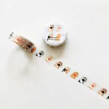 1 Rolo 5M Fita Adesiva de Máscara com Estampa de Gato, Fita Washi Fofa Multiuso, Adequada para DIY, Scrapbooking, Decoração de Volta às Aulas - Multicolorido - Visão 10