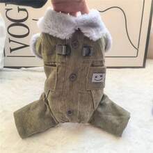 Thick Corduroy 4-Leg Leash Padded Coat With Pockets For Pets, Autumn/Winter