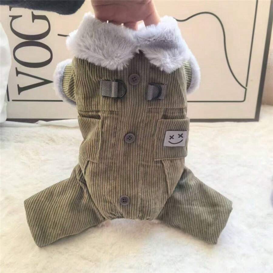 Thick Corduroy 4-Leg Leash Padded Coat With Pockets For Pets, Autumn/Winter