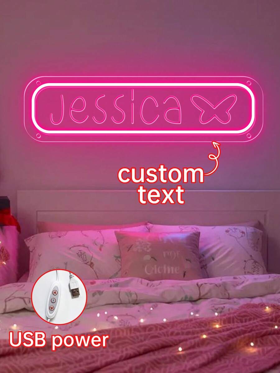 ضوء نيون مخصص، ضوء نيون قابل للتعتيم بواسطة USB، مناسب لديكور غرفة النوم والسكن والغرفة. ضوء نيون مخصص بتصميم مخصص هو هدية مثالية لعيد الميلاد والزفاف وعيد الحب. لوحة اسم ضوء نيون LED مثالية لحفلة غرفة النوم في عيد الميلاد والمساحات التجارية، وخلق جو راق.
