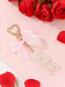 Chaveiro de Carta de Amor Pingente de Resina 3D com Laço de Cetim, Bolsa com Mensagem Doce, Presente Romântico para Ela, Acessório Fofo para Carteira, Bolsa, Chaveiro de Bolsa