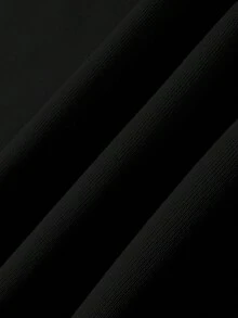 Women's Casual Half-Zip Hoodie With Customizable Text And Graphic Print - Black - View 4