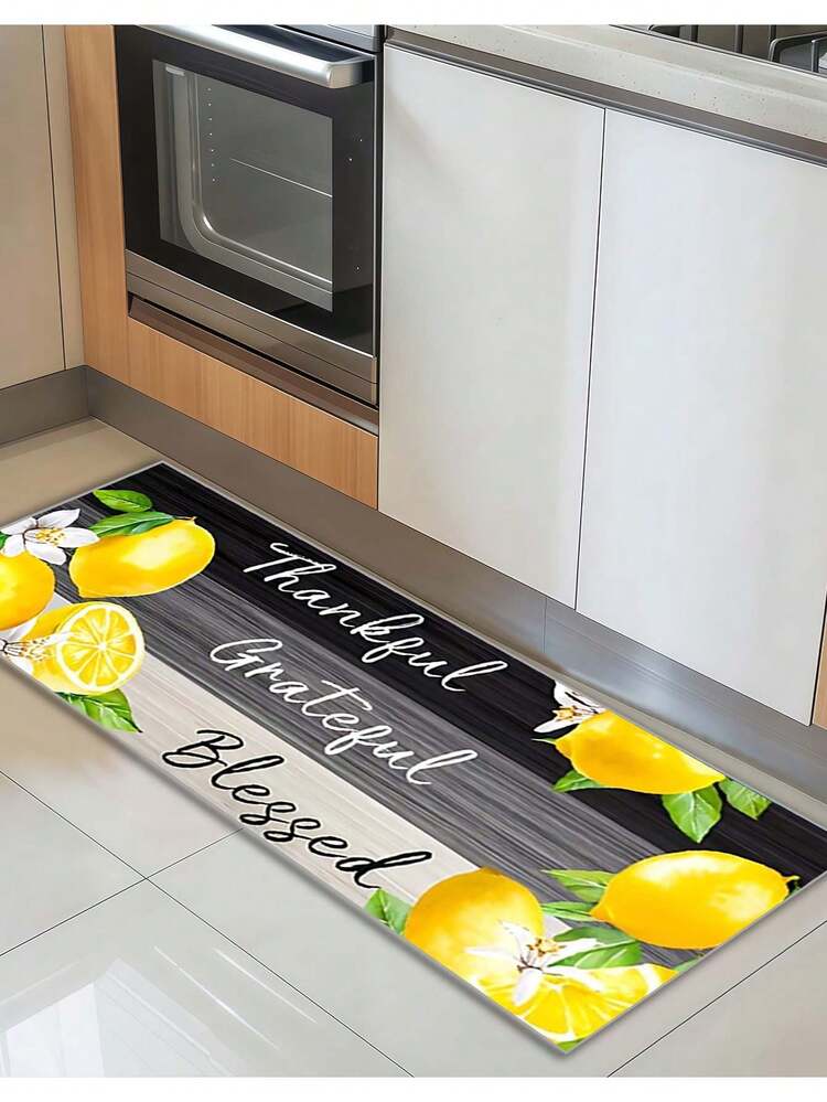 1pc Lemon Print Washable Decorative Rug - Non-Slip Printed Carpet, Dust-Proof Entrance Mat - Suitable For Kitchen, Bathroom And Entryway - Ideal For Home Decor - Perfect Housewarming Gift - Yellow - View 13