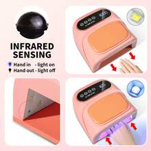 LIMEGIRL 2000mAh 手枕式 UV/LED 美甲灯，可充电快速固化 U 型凝胶美甲烘干机，新手友好型大容量美甲灯，适用于家庭和美甲沙龙，新年和生日礼物，橙色、白色、紫色 - 彩色 - 查看 4