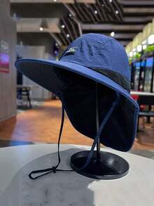 1顶春夏简约实用风防晒防紫外线渔夫帽，复古户外钓鱼徒步抽绳遮阳帽 - 山峰披肩帽 - 查看 4