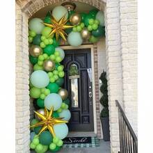 146pcs St. Patrick's Day Balloon Arch Kit - Mixed Color Latex And Foil Oval Balloons With Clover Pattern - Indoor Outdoor Party Decor - Multicolor - View 4