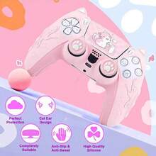 Set Pegangan Jempol Cakar Kucing Lucu + Casing Pelindung Silikon + Shell + Stiker, Kompatibel dengan PlayStation 5/Kontroler PlayStation 5, Set Aksesori Gaming Anti Jatuh dan Anti Gores - Wajib Dimiliki untuk Gamer - MultiWarna - View 5
