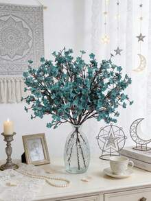 1 pieza/8 piezas Flores artificiales de Gypsophila azules, ramo de flores falsas, ramo de flores de Gypsophila de seda, adecuado para bodas, fiestas nupciales, decoración floral casera DIY, regalo del Día de San Valentín - Agua verde azul - Ver 4