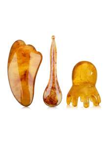 2/3/7/8件套面部按摩工具组合套装，包含刮痧板、揉捏棒、按摩梳、面部按摩滚轮、头部按摩刷等，美容院常用，适合个人使用或作为礼物。 - 彩色 - 查看 11