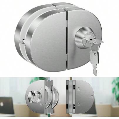 Ranbo 304 - Cerradura de  para puerta de vidrio acero inoxidable chapado en cromo 10 mm -12 mm 3 llaves Double Swing Glass Door Plateado
