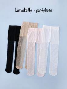 4 Pairs Girls' Cute Heart Pattern Tights, Holiday Style Pantyhose For Girls, Suitable For Daily Wear, Spring/Summer - Multicolor - View 9