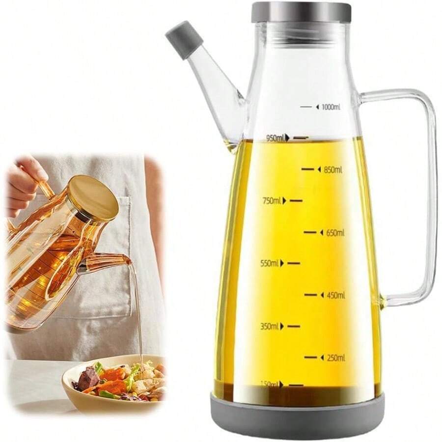 Dispensador de aceite con boquilla sin goteo dispensador de aceite de vidrio de 34 onzas dispensador de aceite para cocina dispensador de aceite sin goteo para cocina barbacoa freidora de aire - como en la foto - Ver 1