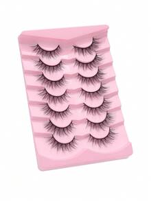 7Pairs False Lashes 3D Mink Lashes Fluffy Dramatic Thick Volume Eyelashes Natural Lashes Fake Lashes Makeup - Black - View 7