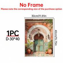 1/6 Canvas Poster Of Islamic Architecture. Bohemian Oriental Arch Watercolor Poster. Islamic Art, Middle Eastern Decor. Ideal For Wall Decor In Living Room, Bedroom, Hallway, Dining Room And Office Corridor. Home Decor And Wall Art! Interior Decoration. Room Decor Aesthetics, Frame Optional - Multicolor - View 45