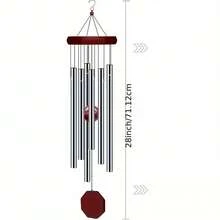 Großer, tieftöniger Memorial-Windspiel mit 6 abgestimmten Röhren, personalisiertes hängendes Windspiel für Garten, Terrasse, Balkon und Heimdekoration, elegant und anmutig - Verschiedenfarbig - Übersicht 5