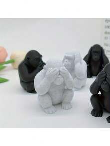 3 pièces/set Figurines des trois singes sages, ne pas entendre le mal, ne pas voir le mal, ne pas parler du mal, statues de singes, décorations pour la maison pour le salon, l'entrée, les étagères, le bureau, la voiture, convient pour le patio, le jardin, la table - Multicolore - Voir 8