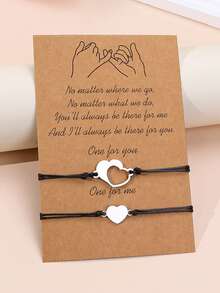 2条/套创意时尚爱心友谊手链套装，适合情人节、婚礼季、日常佩戴 - 愛心 - 查看 2