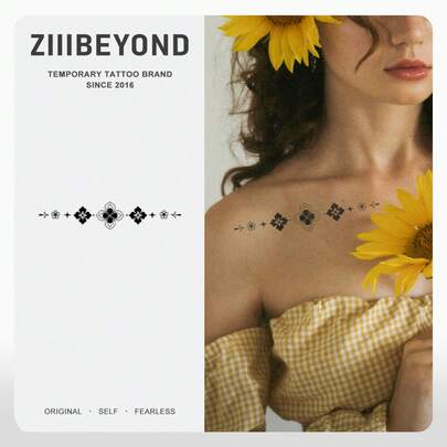 1pc Floral Ornament Herbal & Flower Pattern Temporary Tattoo Stickers, Korean Style, Y2K, Kpop, Waterproof, Sweat-Proof, Non-Luminous