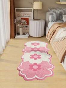 1pc Super Soft Faux Wool Rug, Floral Pattern Bedside Decor Carpet, Soft & Comfortable, Bedroom Plush Rug, Home Decor Rug, Washable, Holiday Decor Rug - Multicolor - View 5