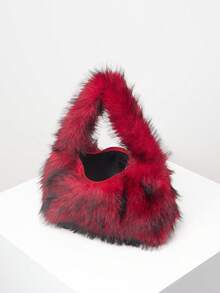 Solid Fluffy Soft Candy Color Satchel Bag, Y2K Style Faux Fur Tote Bags For Ladies, Party Bag, Party Dresses For Women, Winter Fur Purse, Suitable For Commuting, Work, Gatherings, Parties, Perfectly Matching With Fall Outfits Womenfall Clothes For Women, New Arrival Fur Bag For Women - 彩色 - 查看 6