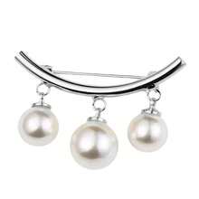 Japanese And Korean Style Elegant Clasp Brooch With Faux Pearl Decor For Women's Clothing - Silver - View 6
