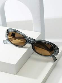 1 buc. Ochelari de soare minimalisti și la modă, cu ramă mică, de înaltă calitate, potriviți pentru purtare casual, vacanță, călătorii, petrecere și zi de zi. - Ramă gri maro - Vizualizare 4