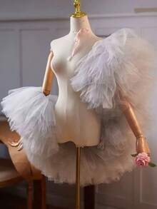 Ethereal Multi-Color Bridal Shawl, Suitable For Hostess, Evening Gown, Performance, Photography Accessory - Light Grey - View 9