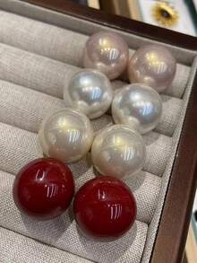 1 par o set de 5 colores de pendientes de perla minimalistas, artísticos y elegantes para mujeres, adecuados para fiestas de Año Nuevo, cenas formales, uso diario, bodas y otras ocasiones - Multicolor - Ver 2