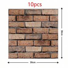 1/10片装 3D瓷砖贴纸，自粘棕色仿砖墙板，可撕贴厨房防溅板浴室墙贴，防水防霉，农舍风格墙面装饰，30厘米 x 30厘米 / 11.8英寸 x 11.8英寸 - 棕色 - 查看 8