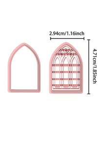 2个/10个哥特式窗户形状粘土切割器，用于制作聚合物粘土首饰框架的粘土切割器，教堂窗户聚合物粘土切割器，粘土耳环切割器 - 粉色 - 查看 5