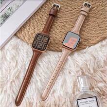 Leather Slim Strap Compatible With Apple Watch Band 49mm 44mm 40mm 41mm 45mm 38mm 42mm 49mm 44 45 Series 11 10 9 8 7 SE 6 5 4 3 2 1 Ultra 3 2 Women Bracelet - Multicolor - View 3