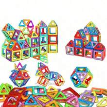 32、56、84块磁性积木儿童玩具，STEM磁性积木感官玩具，适合男孩女孩的儿童磁性积木游戏玩具，促进儿童大脑发育的学前幼儿园幼儿玩具，中号（5.5厘米/2.17英寸，4.7厘米/1.85英寸）