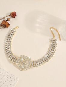 复古法式金色花卉项链，女士性感珠宝，适合晚宴和节日礼物