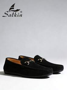 Classic Designer Men's Moccasin Affordable Luxury Sense Plain Suede Slip On Loafers Men Soft Leather Shoes Gentlemen Business Social Shoes Male Daily Office Party Wedding Dress Shoes For Men ‌Couple's Date ‌Romantic Dinner Festive Gift‌ Back To School Students Casual Shoes Preppy,Please Choose One Size Up - Black - View 10
