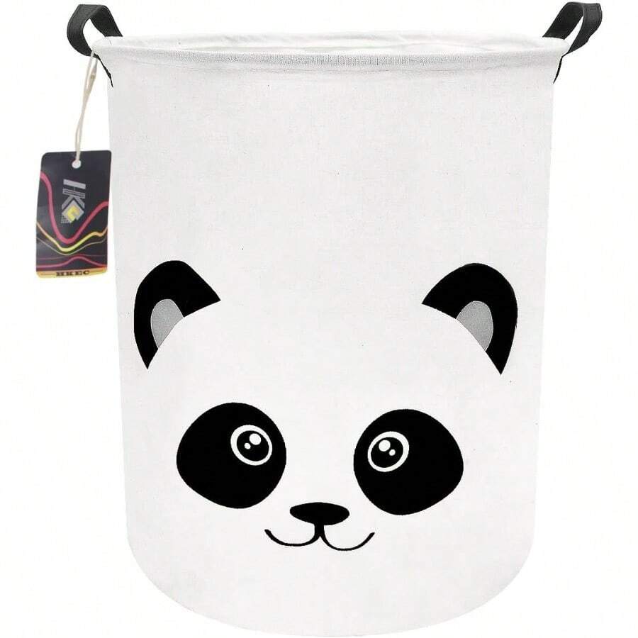 PANDA - HKEC 19.7'' Waterproof Foldable Storage Bin Dirty Clothes Laundry Basket Canvas Organiser Basket for Laundry Hamper Toy Bins Gift Baskets Bedroom Clothes Baby Hamper(Panda) - Panda - Ver 1