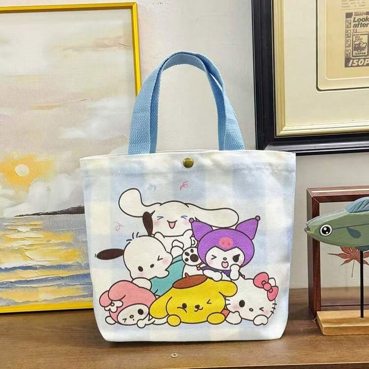 SANRIO 1个卡通帆布手提袋，时尚手提包，适合学生、上班族，多功能收纳袋 - 彩色 - 查看 11