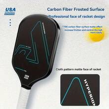 1pc Carbon Fiber Pickleball Paddle, T700 Matte Surface Enhanced Spin Control, Blue & Green Printing, Lightweight Design For Daily Training And Matches - Mint Green - View 4