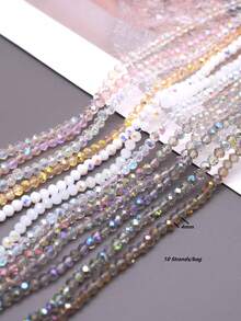10pcs 4mm Grey-Pink-Gold Tone Beads For DIY Handmade Bracelet, Necklace, Weaving Jewelry Accessories - White and Pink Series - View 3