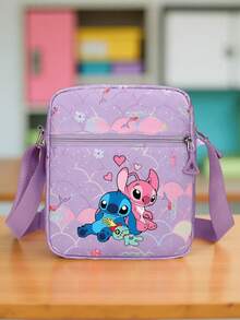 1个装 缝线图案轻便斜挎包，配有可拆卸肩带 - 甜美风格缝线印花和拉链封口，休闲可爱单肩包，适合旅行、通勤、日常使用，涤纶衬里