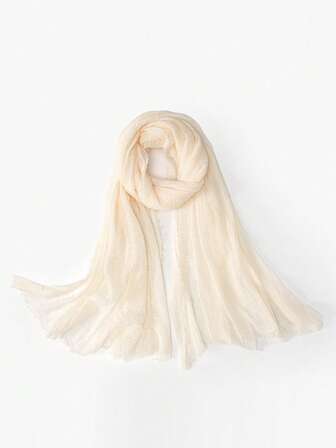 1pc Linen Shawl, Solid Color Arabic Head Scarf, Muslim Long Scarf, Casual Sunscreen Scarf For Daily Use