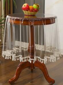 100% Waterproof Transparent Plastic Tablecloth With Tassels, PVC Round Tablecloth, Oil-Proof And Easy To Clean, Suitable For Dining Table - Multicolor - View 5