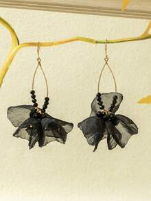 1对优雅花卉布艺耳环 - 花朵 - 查看 3