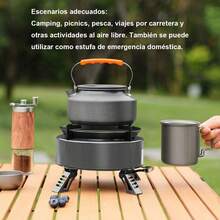 Estufa de Gas Portátil para Exteriores, Para uso Doméstico, Acampar, Amigos, Emergencia, Hornilla Anti-Viento y Impermeable, Fabricada en Acero Inoxidable, Cobre y Aluminio, Resistente y Duradera, Potencia de 2600W para Cocinar - Gris - Ver 2