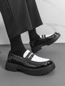 男士鳄鱼纹压花休闲乐福鞋，轻便舒适，休闲德比鞋