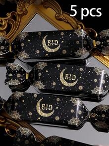 这款五包装的豪华开斋节礼品袋，饰以金色开斋节图案，是斋月和开斋节回礼、椰枣、糖果、巧克力、小礼物、派对礼品、开斋节晚餐、家庭聚会和节日礼品包装的理想之选。这款精致的纸袋非常适合穆斯林节日派对、节日餐桌布置和特殊场合的送礼。 - 多色 - 查看 11